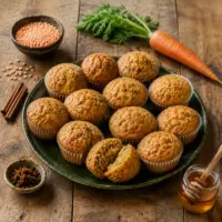 Spiced carrot lentil muffins with grated carrot and warming spices
