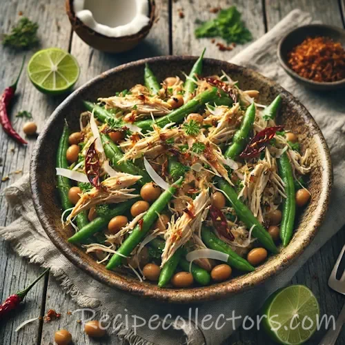 Balinese chicken, bean and coconut salad