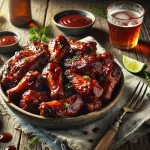 Australian Beer-Barbecued Wings op rustieke houten tafel
