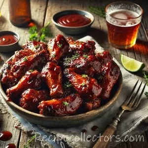 Australian Beer-Barbecued Wings op rustieke houten tafel