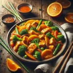 Anti–Shopping Mall Orange Chicken Stir-Fry on rustic wooden table