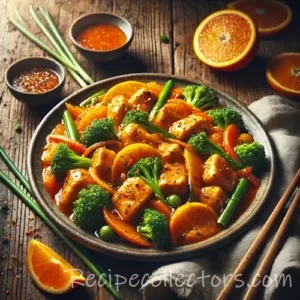 Anti–Shopping Mall Orange Chicken Stir-Fry on rustic wooden table