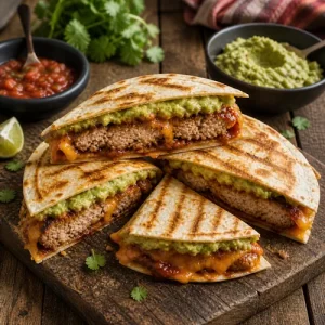 barbecue turkey burgers with cheese and guacamole