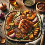 Autumn-Inspired Grilled Chicken on rustic wooden table