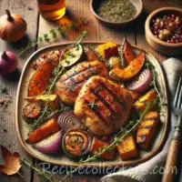 Autumn-Inspired Grilled Chicken on rustic wooden table