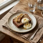 air fryer banana bread moist loaf on a rustic wooden table