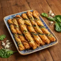 Spinach & Feta Pastry Twists with golden puff pastry, spinach, feta and Parmesan