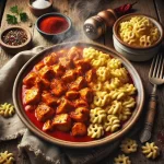 Aunt Annie's Chicken Paprika with Spaetzle op rustieke houten tafel