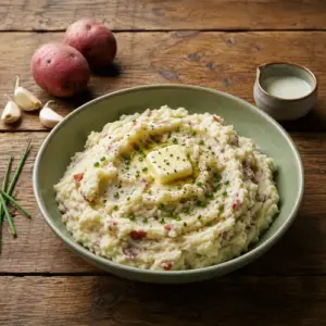 Garlic Chive Mashed Potatoes with fresh chives and a smooth creamy texture