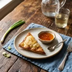 Air Fryer cream cheese wontons crispy golden wontons on a rustic wooden table