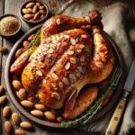 Air Fryer Sesame Chicken with Homemade Sauce on rustic wooden table