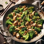 Asian-Inspired Chicken and Broccoli Stir-Fry on rustic wooden table