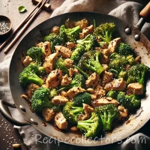 Asian-Inspired Chicken and Broccoli Stir-Fry on rustic wooden table