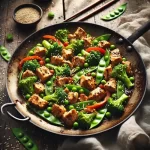Asian-Inspired Chicken Stir-Fry on rustic wooden table