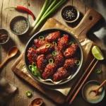 Asian-Inspired Soy-Glazed Chicken Wings on rustic wooden table