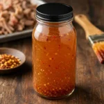 North Carolina vinegar sauce served on a rustic wooden table with tangy Carolina barbecue sauce