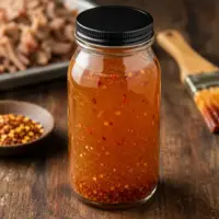 North Carolina vinegar sauce served on a rustic wooden table with tangy Carolina barbecue sauce