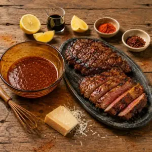 Spicy citrus steak marinade with lemon, paprika and serrano chilli