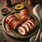 Bacon-Wrapped Chicken Breast Delight on rustic wooden table