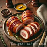 Bacon-Wrapped Chicken Breast Delight on rustic wooden table