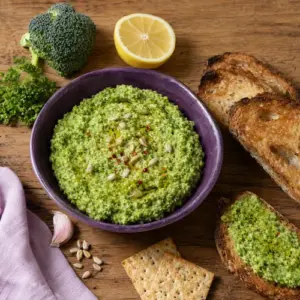 Broccoli sunflower seed pesto with parsley, lemon and garlic