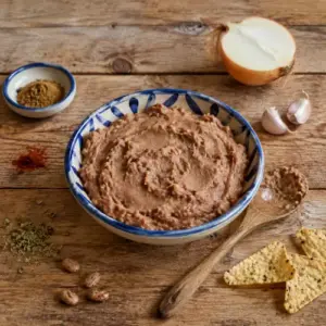 Mexican refried beans made with creamy pinto beans and spices
