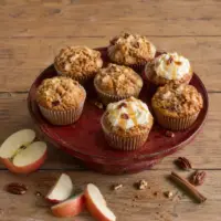 Apple pie cupcakes with tender apples, warm spices and chopped pecans