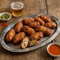 Spicy seitan poppers filled with vegan cheese and jalapeños