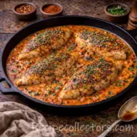 paprika chicken skillet with tender chicken in a creamy garlic paprika sauce