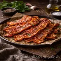 Perfectly crispy air fryer bacon strips on a plate