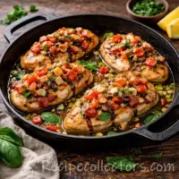 chicken pesto skillet with creamy basil sauce and parmesan
