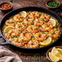 shrimp scampi pasta with garlic butter sauce and parsley