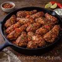 Crispy firecracker spicy chicken wings coated in buttery hot sauce and served fresh from the oven