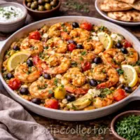 mediterranean shrimp skillet with garlic herbs and lemon