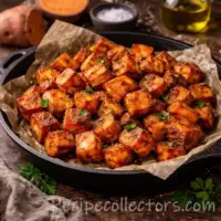 Air fryer sweet potatoes with caramelized edges in a serving bowl
