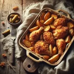 Baked Fried Chicken on rustic wooden table