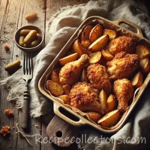 Baked Fried Chicken on rustic wooden table