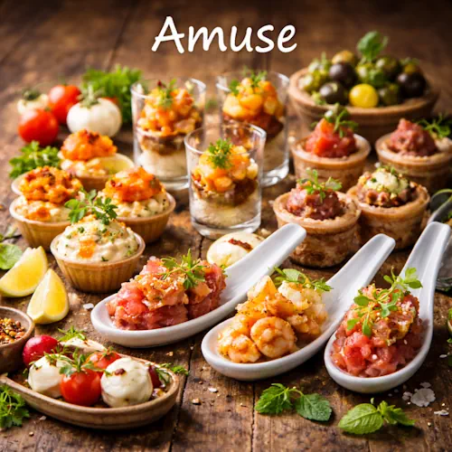 Amuse on a rustic wooden table