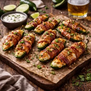 jalapeño poppers BBQ with bacon on a grill