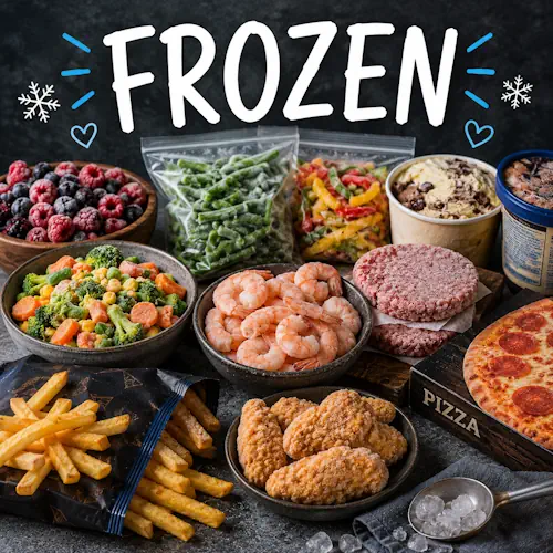 Frozen dessert recipes with homemade frozen desserts on a rustic wooden table