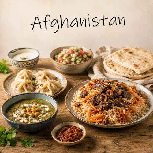 Afghan recipes featuring rice dishes grilled meats and traditional Afghan cuisine