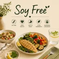 Soy Free Recipes with healthy meals fresh ingredients allergy-friendly dishes and delicious family recipes on a rustic wooden table