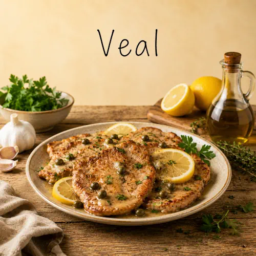 Veal recipes featuring tender veal served with vegetables and flavorful side dishes
