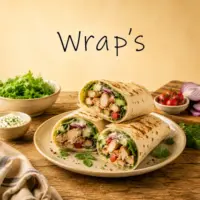 Wrap recipes filled with fresh vegetables meats and flavorful ingredients on a rustic table