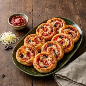 Bush tomato pizza rolls with crisp puff pastry, melted mozzarella, and savory Australian bush tomato filling