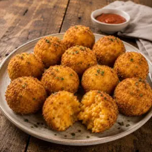 Pumpkin risotto balls with a crisp golden exterior and creamy pumpkin center