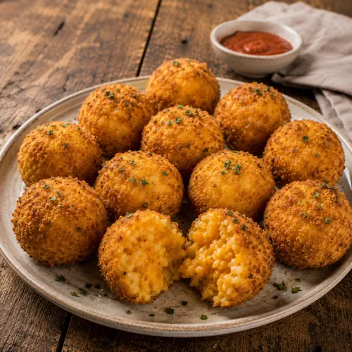 Pumpkin risotto balls with a crisp golden exterior and creamy pumpkin center