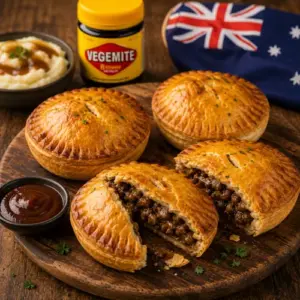 Aussie beef hand pies with golden puff pastry and savory ground beef filling