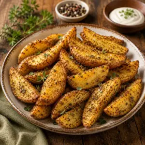 Australian herb potato wedges seasoned with lemon myrtle, bush tomato, and wattleseed