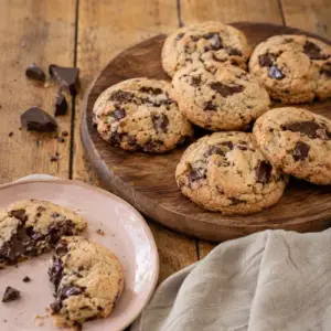 Soft chocolate chunk cookies with crisp golden edges.